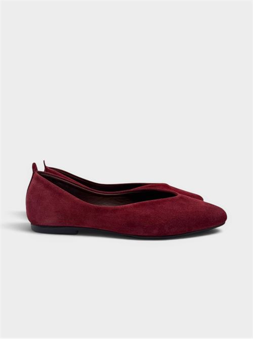 Ballerine in suede bordeaux con scollo a V IL LACCIO | VALESUEDEBORDEAUX
